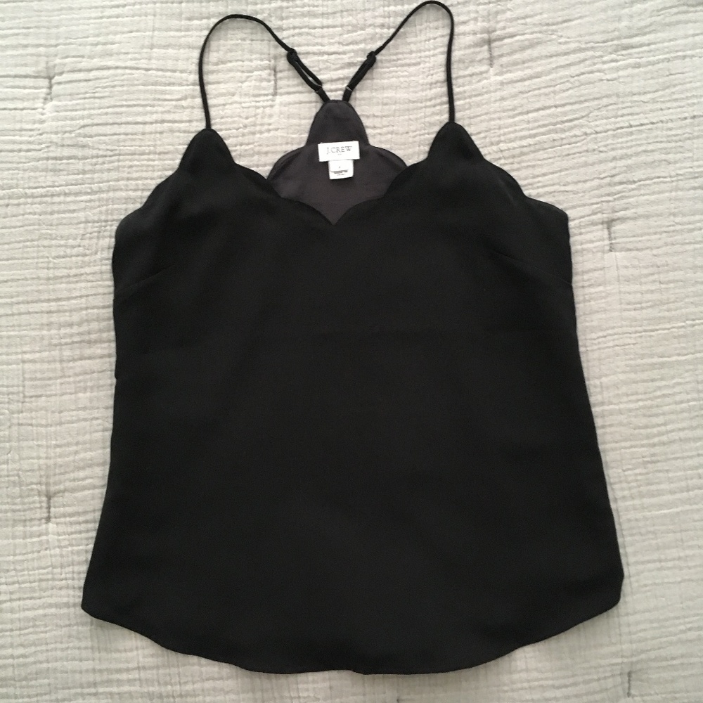 J.Crew Black Scalloped Cami Top - Size 4